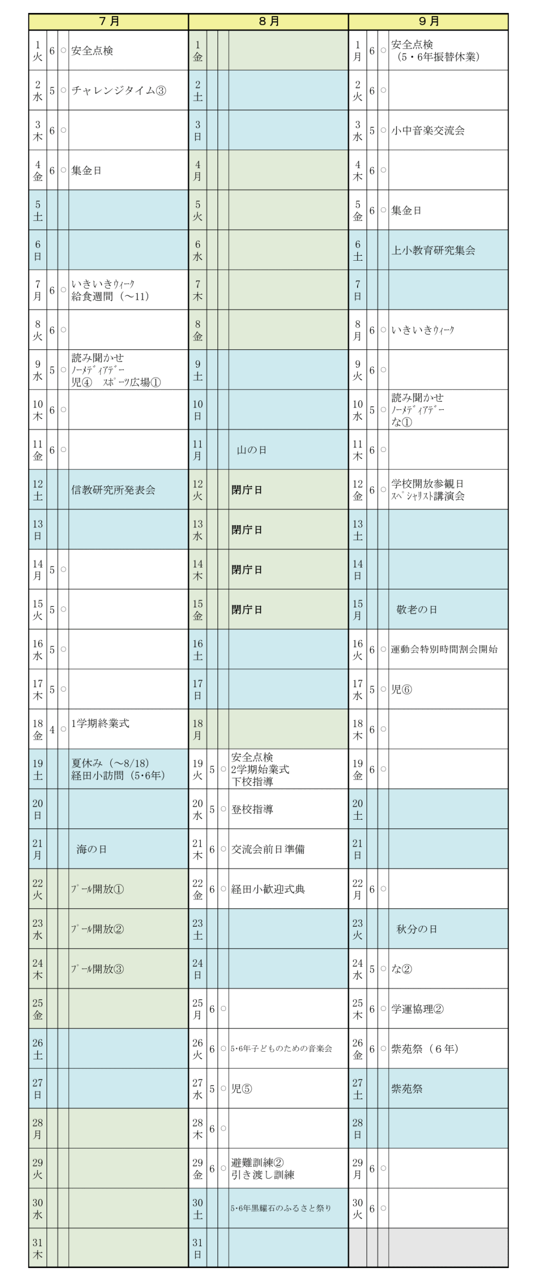 7〜9月
